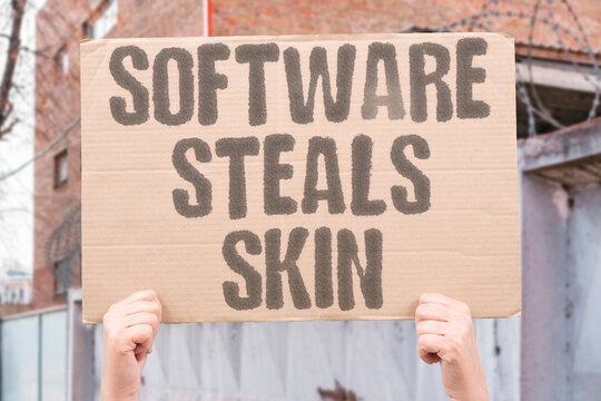 "Software steals skin" AI clones appearance without approval. DEEPFAKE. CONSENT. THEFT. AI. IDENTITY.