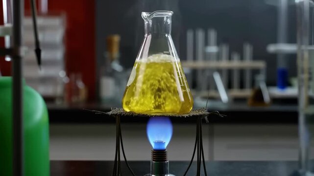 Heating experiment observes chemical reaction in laboratory setting