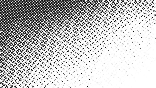 Black Halftone Dot Gradient Background, Abstract Monochrome Particle Pattern, Modern Geometric Dotted Texture, Minimal Vector Design Template Illustration