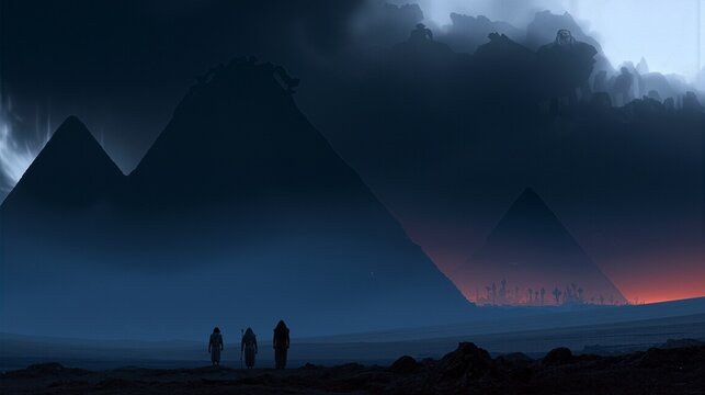 A dense suffocating darkness covering the land of Egypt with palpable shadows