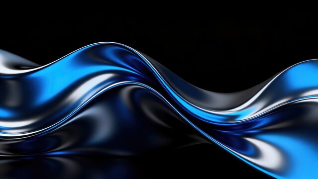 Abstract blue and silver flowing wave