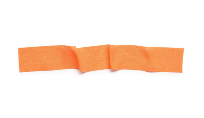 Obraz premium Orange fabric adhesive tape strip on white background