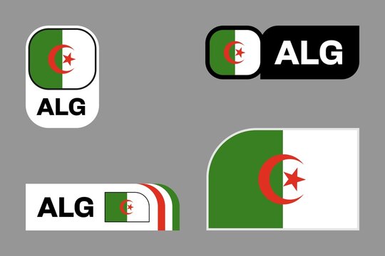 Algeria Flag Tournament Badge Set for 2026 World Cup with ALG Country Code.