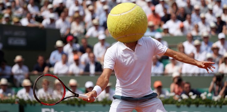 Tennis Player with Giant Ball