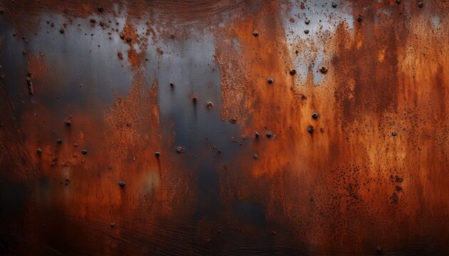 flat texture of oxidized iron surface with darkened patina variation