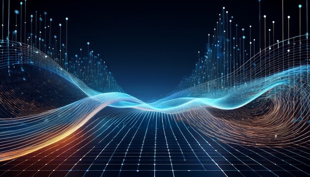 abstract digital wave flowing through big data