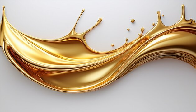 abstract liquid gold drip isolated on white or white background