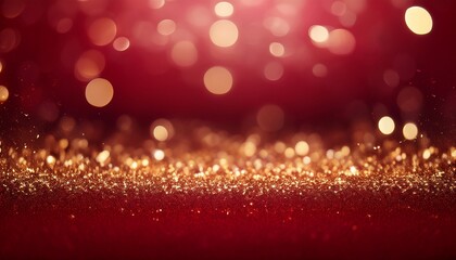 maroon red bokeh background with gold dust sparkles ultra wide background