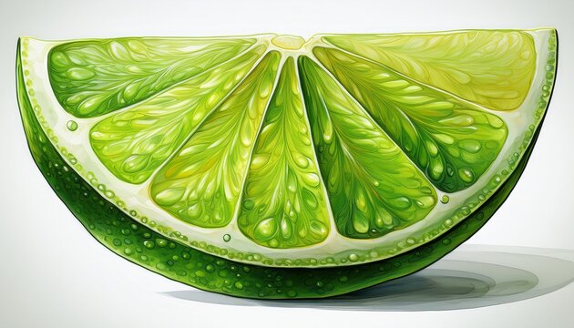 lime wedge isolated on white or white background