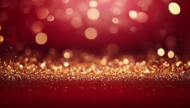 maroon red bokeh background with gold dust sparkles ultra wide background