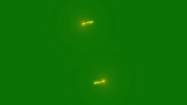 Magic glitter sparkle trail transition with golden star dust, twinkling starlight curve and fairy particles, luxury shimmering line animation on green background loop 4k