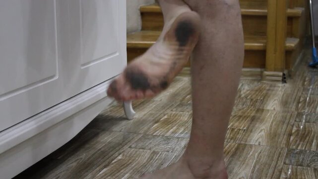 dirty bare feet are a consequence of a dirty floor