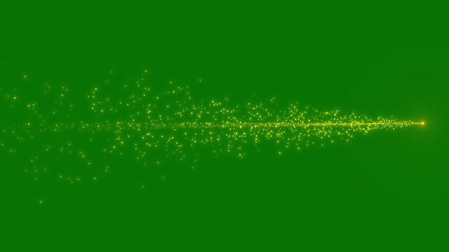 Luxury glowing star dust trail with golden glitter particles, magic sparkle line and twinkling fairy dust path, christmas style starlight transition effect on green screen loop 4k