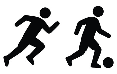 Obraz premium Silhouettes of running and kicking human figures a black and white graphic illustration on a white background figure silhouette vector