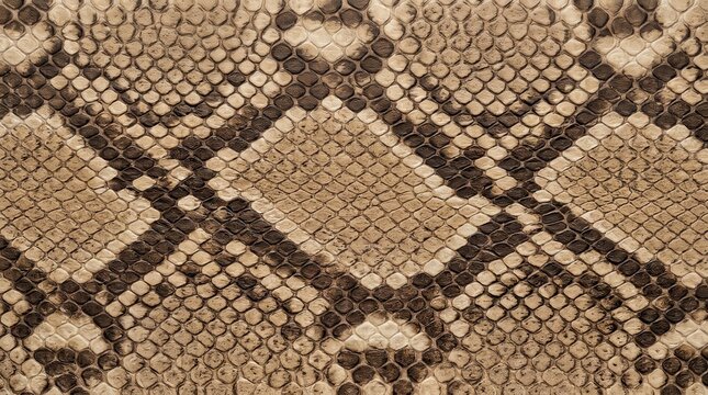 Beige brown snakeskin pattern texture on a surface of genuine leather.