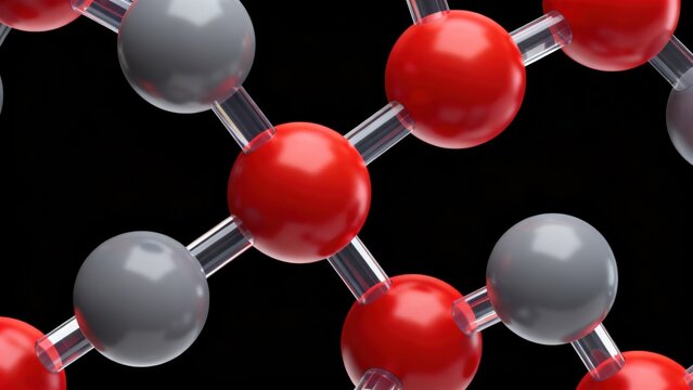 Molecular structure with red and gray atoms