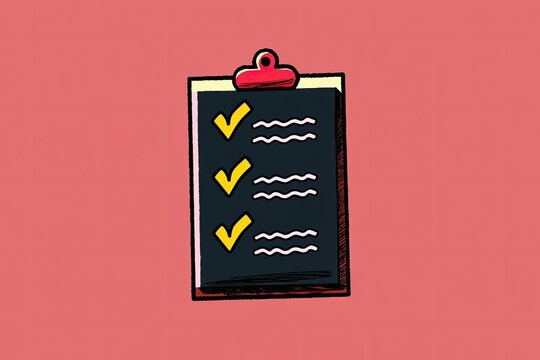 Clipboard with three checked items on pink background