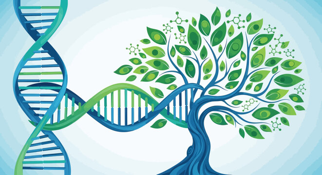 The Double Helix DNA Structure and the Tree of Life as a Symbol of Genetics and Biological Evolution