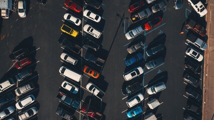 Aerial Top-Down View of Cars in Parking Lot — Drone Photography © Eli Pruett