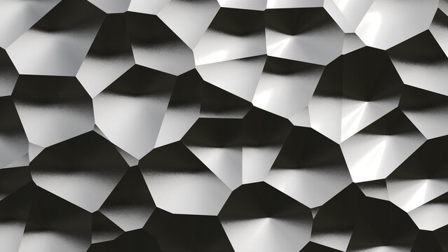 Abstract Metallic Faceted Geometric Surface Background, Futuristic Silver Polygon Texture