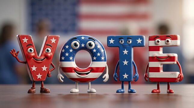 Animated VOTE Characters Celebrate American Democracy