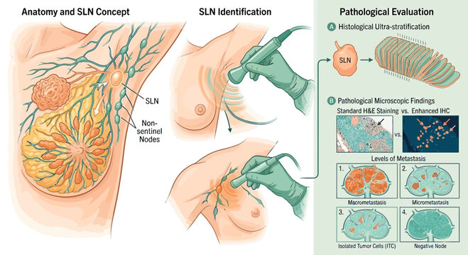 Breast Anatomy and Sentinel Lymph Node Identification With Pathological Evaluation and Metastasis Levels