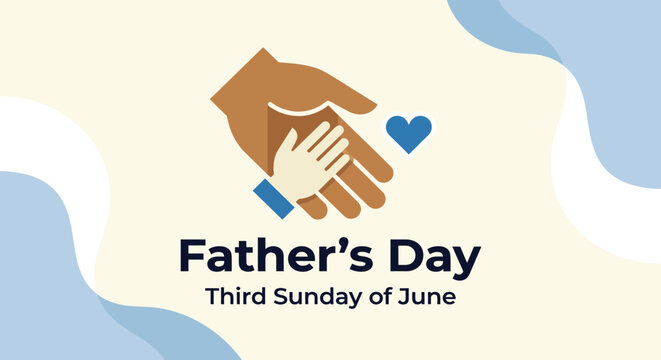 Father's day concept adult and child hands holding with heart