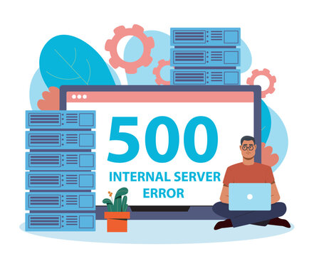 Server error on laptop screen. Vector illustration
