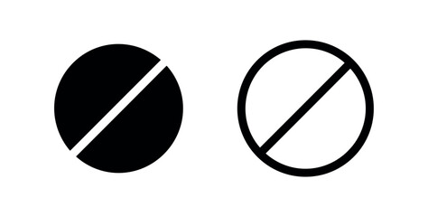Fototapeta premium Two icons of a prohibited symbol or circle with a line: solid black and outline