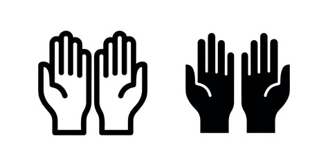 Fototapeta premium Black and white icons of open hands