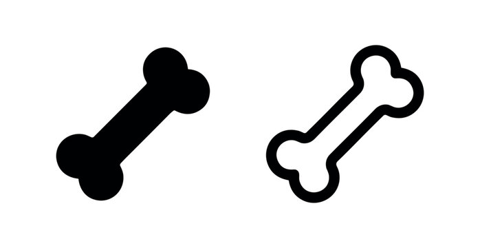 Black and white icons of a dog bone