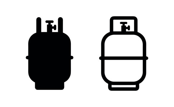Gas cylinder or tank icon in outline and glyph style. Symbol for fuel, energy, and industrial storage.