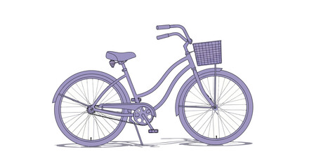 Naklejka premium Purple vintage bicycle with basket on white background