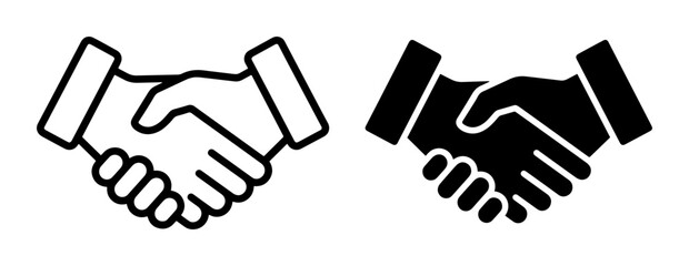 Obraz premium Handshake Icons: Agreement, Partnership, and Collaboration Symbols. Business Deal, Trust, and Success Vector Graphics.