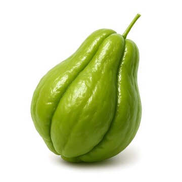 Fresh Green Chayote Squash Isolated on White Background Organic Choko Vegetable for Mexican and Asian Cuisine