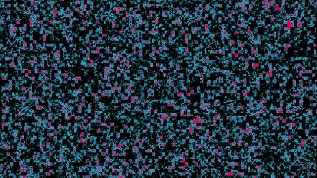 Abstract Dense Cyan and Pink Digital Noise Glitch Motion Background
