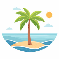 Fototapeta premium Tropical Island Paradise with Palm Tree and Ocean