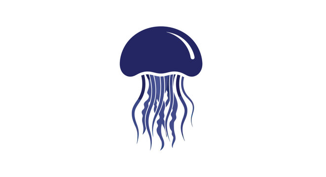 Dark blue jellyfish marine animal.