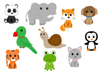 Obraz premium Cute Baby Animal Cartoon Vector Collection for Kids