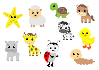 Fototapeta premium Cute Cartoon Animal Vector Collection for Kids