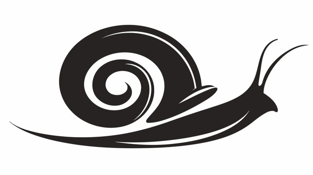 Stylish black snail vector illustration, side view gastropod mollusk silhouette, garden creature graphic icon