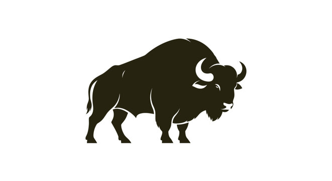 Bison Silhouette Side Profile View.