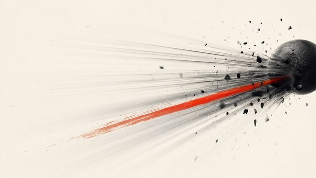 An object being forcefully ejected from the frame with motion trails.