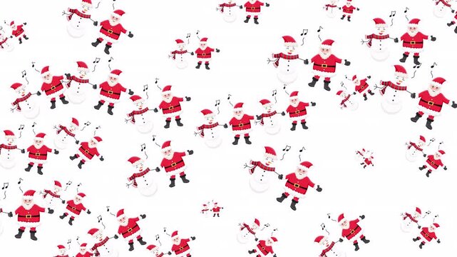 Numerous red santa claus figures in a festive christmas background pattern, suitable for holidaythemed designs and decorations. Merry and joyful.