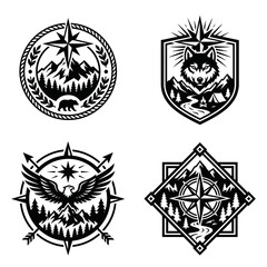 Obraz premium Black and white animal emblems logos.