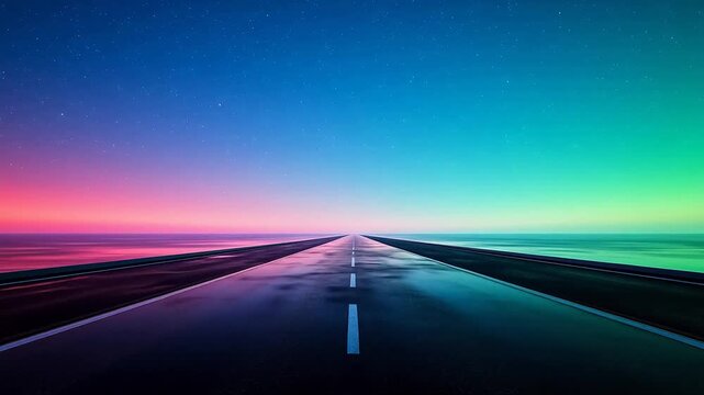 Colorful road leading to horizon