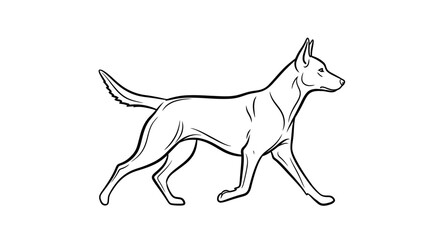 Fototapeta premium Minimalist black line art of a walking athletic dog