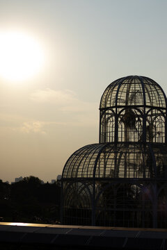 Jardim Botanico Greenhouse Dome in Backlight at Golden Hour, Curitiba