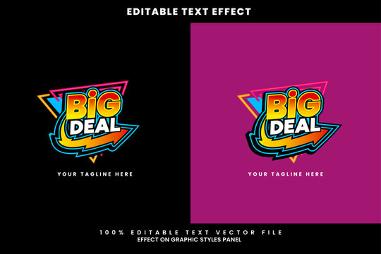 Big Deal Text Effect Logo Design Vector with Dynamic Arrow Element