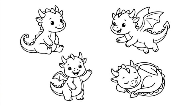 Cute Baby Dragon Character Set  Fantasy Nursery Mascot Collection with Playful Dragon Poses and Expressions